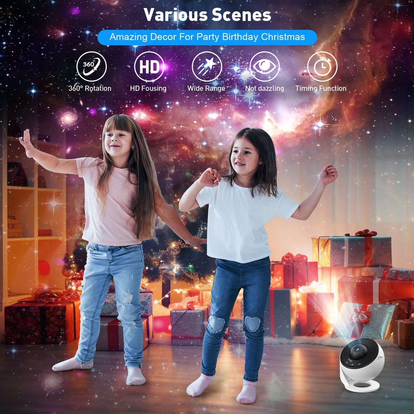 Proyector De Cielo Estrellado Planetarium, 12 Discos Planetarios, Proyector Galaxia LED Para Dormitorio Y Niños