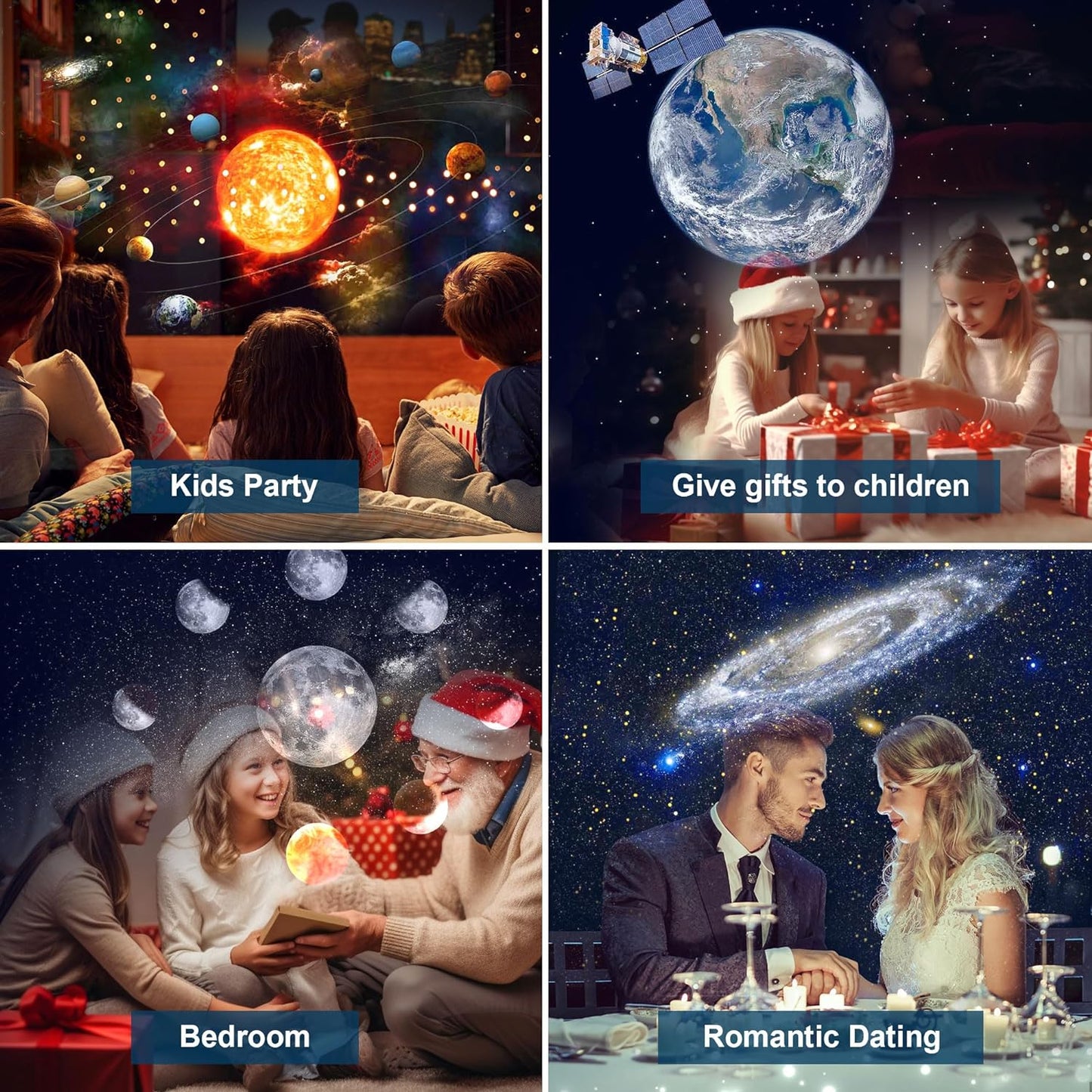 Proyector De Cielo Estrellado Planetarium, 12 Discos Planetarios, Proyector Galaxia LED Para Dormitorio Y Niños