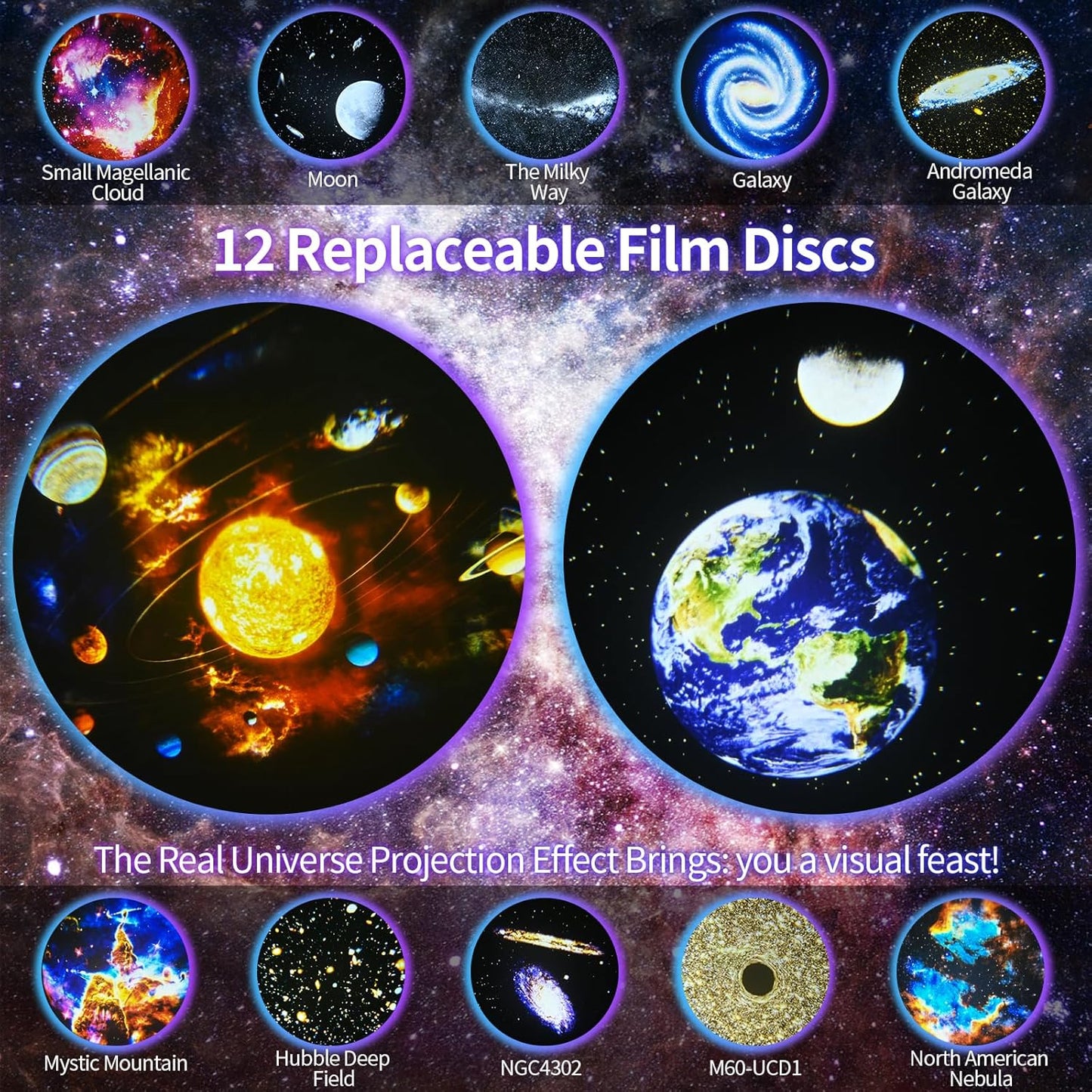 Comius Sharp Proyector De Cielo Estrellado Planetarium, Proyector Estrellas, 12 Discos Planetarios, Planetario Proyector Cielo Estrellado Para Dormitorio, Proyector LED De Cielo Estrellado Para Niños