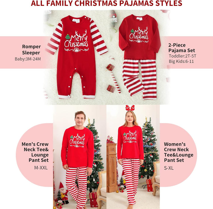 Family Christmas Pjs Matching Sets Letter Top Plaid Pants Loungewear Xmas Jammies Family Holiday Pajamas Outfit