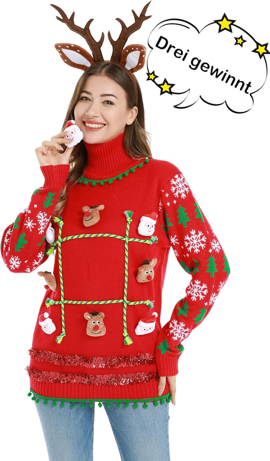 Feo Divertido Con Luz LED Suéter De Punto Grueso De Navidad Para Hombres De Manga Larga