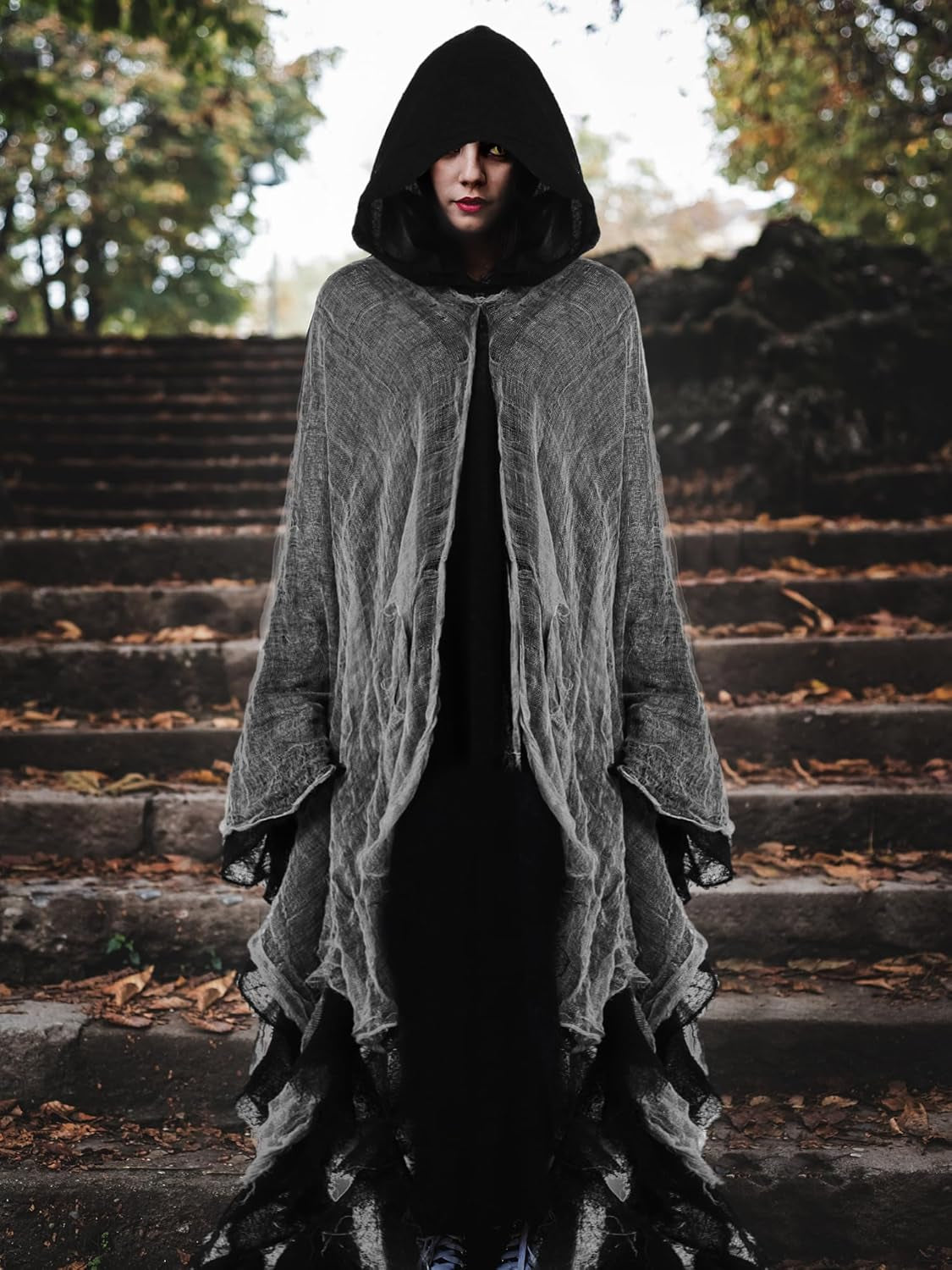 Halloween Hooded Cloak Medieval Renaissance Wizard Cloak Reaper Cosplay Cape Costume for Adult