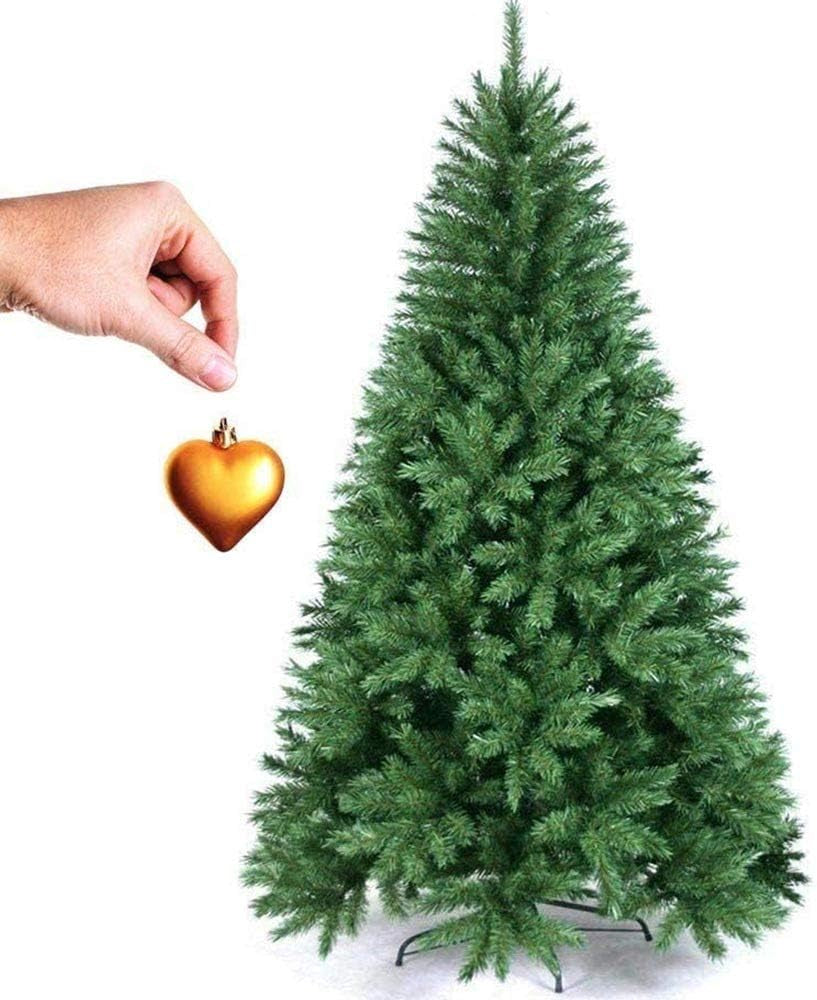 Árbol De Navidad De Pino Con Corazón Dorado, Ecológico E Ignífugo, Con Base En Cruz De Hierro, Plegable, Muy Frondoso, Ramas Con Gancho, Color Verde (240 Cm)