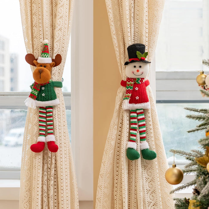 2 Pack Christmas Curtain Tieback Buckle Elk & Snowman Design Curtain Holdback Christmas Curtain Ties for Drapes Curtain Ties Backs Modern Style Curtain Holdback Decor
