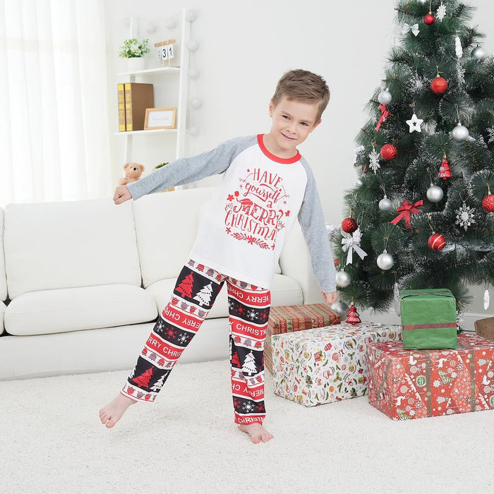 Family Matching Christmas Pajamas Set, Cute Elk Sleepwear for Boys Girls Dad Mum
