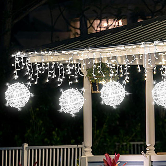 Outdoor Christmas Balls Lights 4 Pack 7.87" Hanging Tree Garden Sphere Lights Waterproof Glow Globe Lights with Memory Function Plug for Party Wedding Yard Garden Porch Patio Decoration-Cool White
