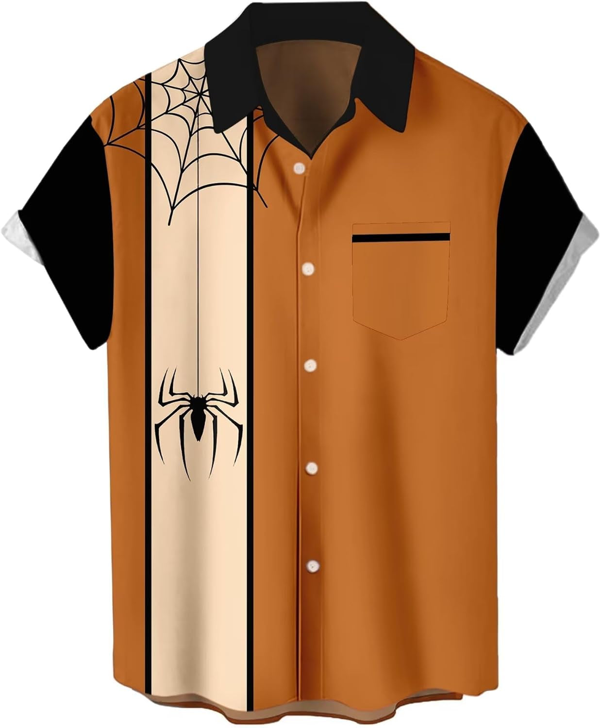 WHO in SHOP Men'S Halloween Shirts Cute Scary Horror Short Sleeve Button up Shirt