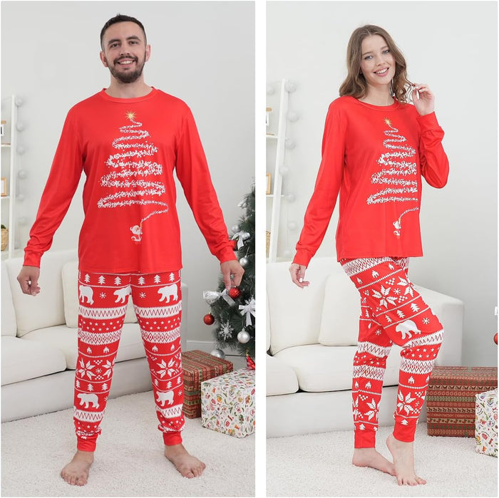 Family Matching Christmas Pajamas Set, Cute Elk Sleepwear for Boys Girls Dad Mum