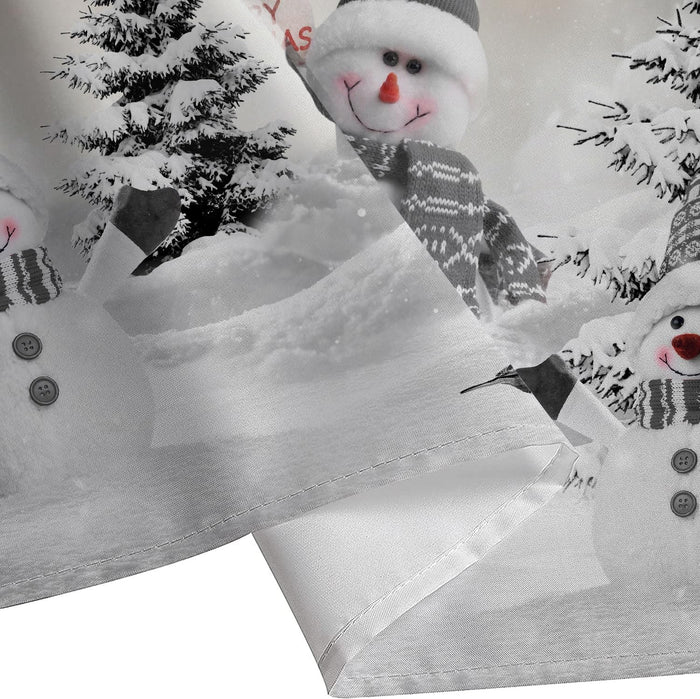 Farmhouse Winter Christmas Shower Curtain, Cute Snowman Snow Forest Pine Tree Scene Shower Curtain for Bathroom Rustic Xmas Snowflake Holiday Gray Bathroom Accessories Polyester 72"X72" with Hooks