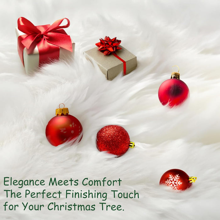 48 Inch Faux Fur Christmas Tree Skirt White Plush Skirt for Merry Christmas Party Christmas Tree Decoration