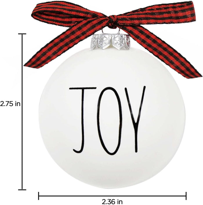 Christmas Ornaments - Set of 12 Shatterproof White Bulbs Adorned with Buffalo Plaid Bows - Rustic Farmhouse Christmas Tree Decorations for Xmas Tree Decor