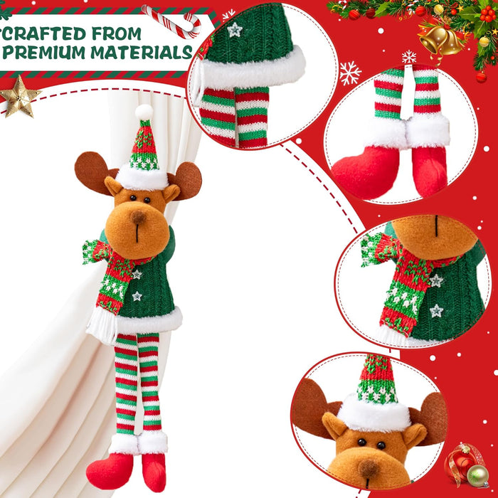 2 Pack Christmas Curtain Tieback Buckle Elk & Snowman Design Curtain Holdback Christmas Curtain Ties for Drapes Curtain Ties Backs Modern Style Curtain Holdback Decor