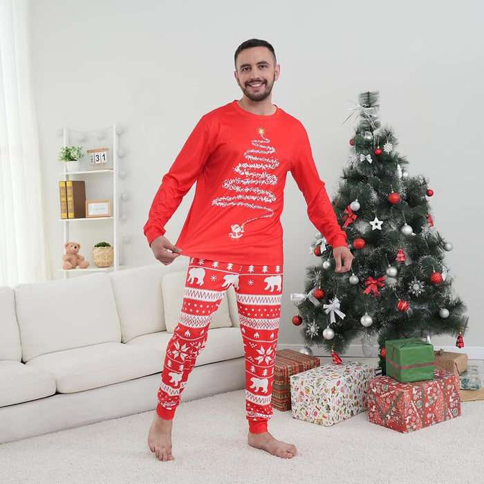 Family Matching Christmas Pajamas Set, Cute Elk Sleepwear for Boys Girls Dad Mum