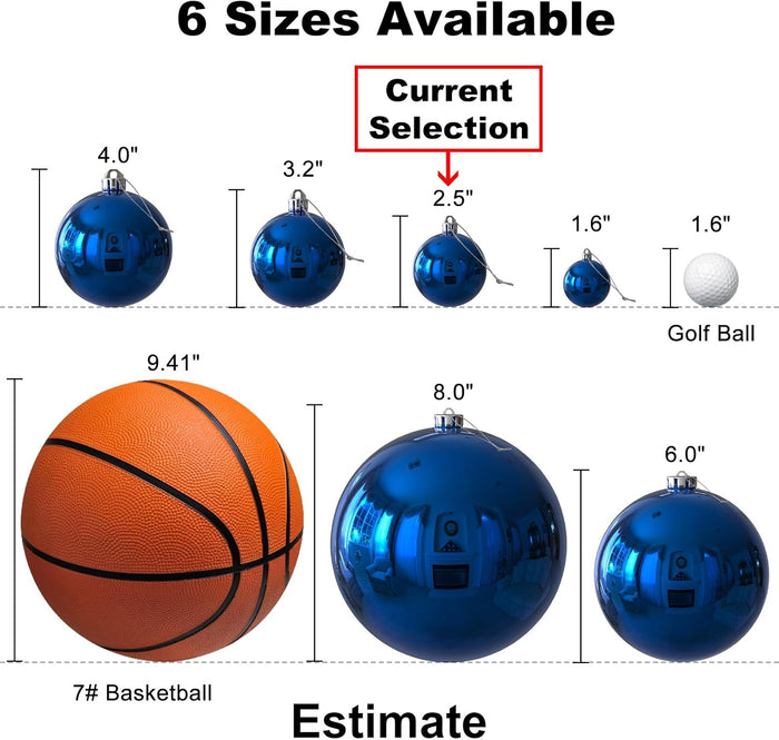 24Pcs Christmas Balls Ornaments for Xmas Tree - Shatterproof Christmas Tree Decorations Medium Hanging Ball Blue 2.5In X 24 Pack
