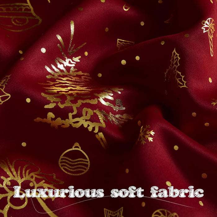 Blackout Curtains 84 Inch Length 2 Panels Set, Noise Reducing Thermal Insulated Christmas Decor Foil Print Design Blackout Curtains for Patio Sliding Glass Door (Christmas Red, 52-Inch Width)