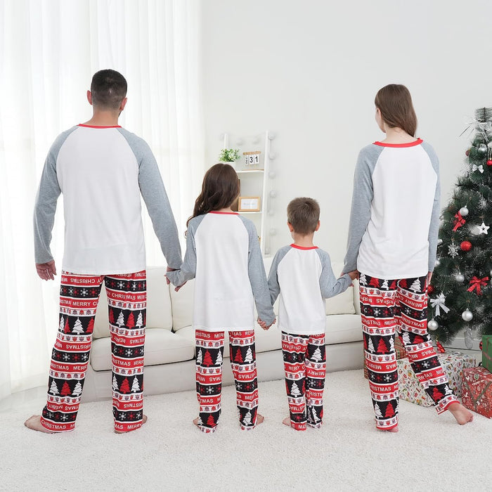 Family Matching Christmas Pajamas Set, Cute Elk Sleepwear for Boys Girls Dad Mum