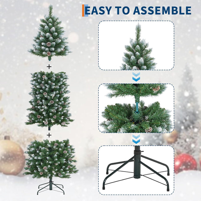 Pencil Christmas Tree,6Ft Artificial Pre-Lit Christmas Tree, Xmas Tree with Metal Stand, Artificial Tree for Home Party Office Holiday Decoration