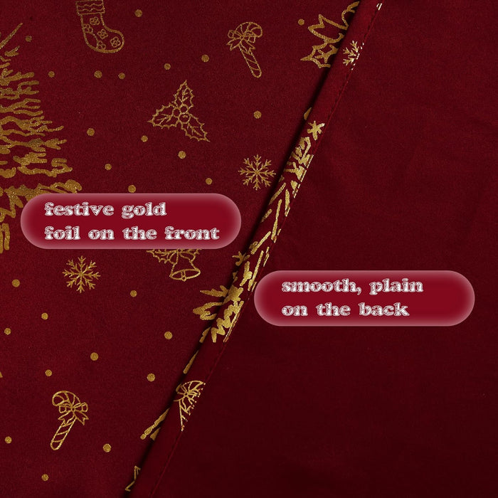 Blackout Curtains 84 Inch Length 2 Panels Set, Noise Reducing Thermal Insulated Christmas Decor Foil Print Design Blackout Curtains for Patio Sliding Glass Door (Christmas Red, 52-Inch Width)