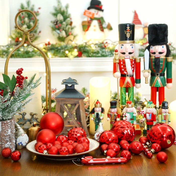 24Ct Christmas Ball Ornaments Shatterproof Christmas Ornaments Set Decorations for Xmas Tree Balls 40Mm/1.57" (1.57'', Red)