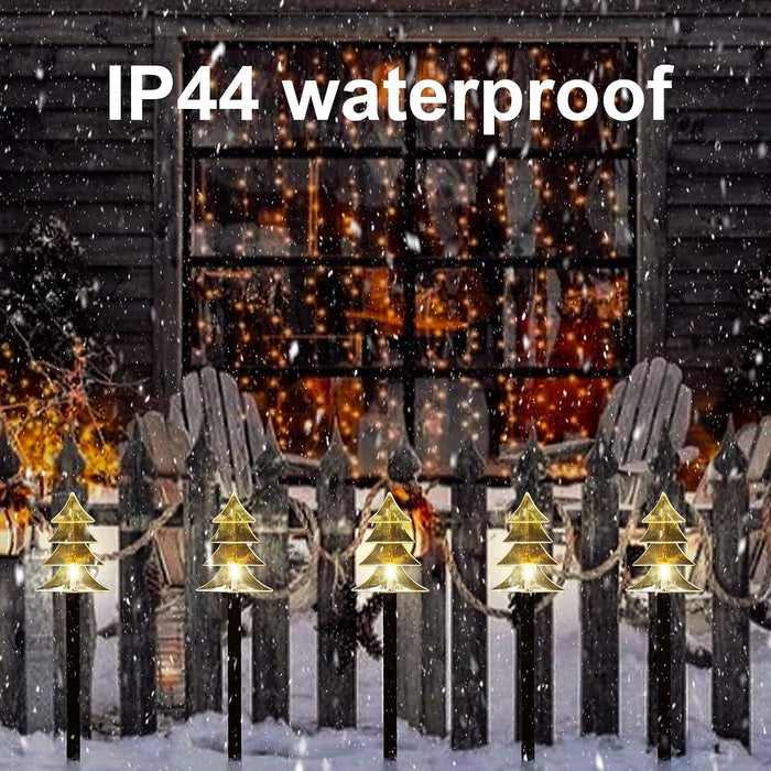 Outdoor Christmas Decorations, Solar Christmas Pathway Lights, Set of 5 Waterproof Landscape Christmas Lights, LED Lights for Yard Lawn Patio Walkway Decor