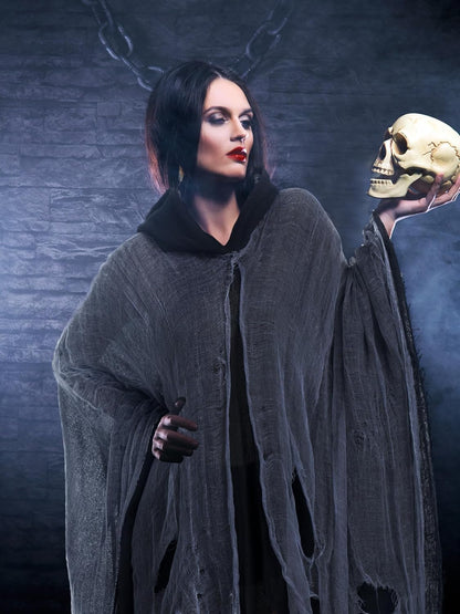 Halloween Hooded Cloak Medieval Renaissance Wizard Cloak Reaper Cosplay Cape Costume for Adult