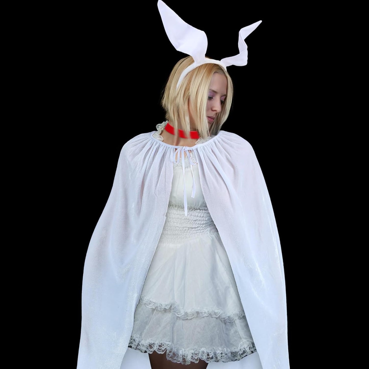 Halloween Adult Costume for Women 2024 with Headband Collar White Cloak and Bucket Halloween Cosplay Costumes Suit for Women Men Teenager Cosplay Party
