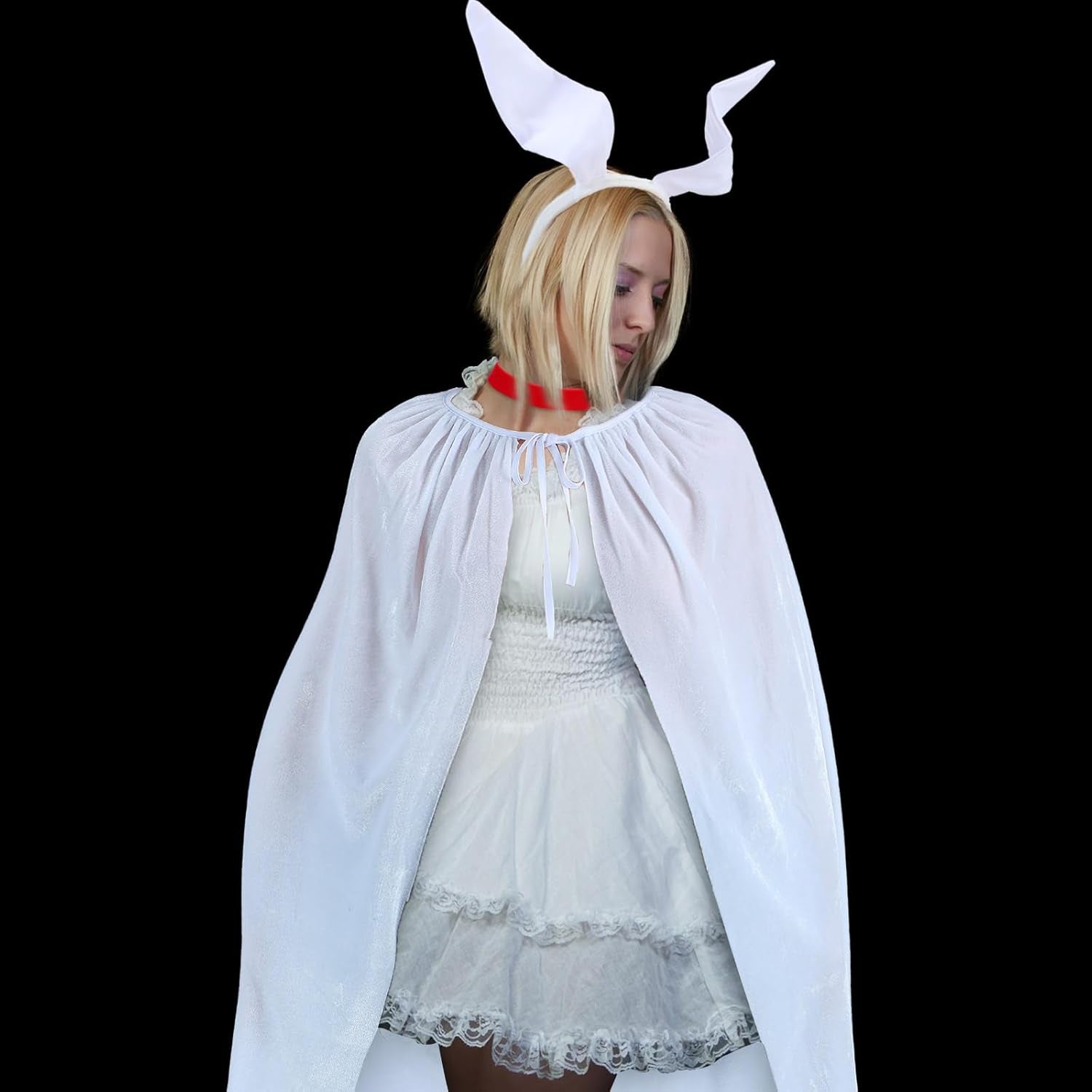 Halloween Adult Costume for Women 2024 with Headband Collar White Cloak and Bucket Halloween Cosplay Costumes Suit for Women Men Teenager Cosplay Party