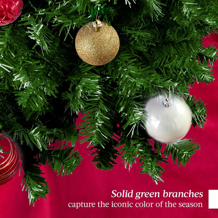 Artificial Christmas Tree, 6Ft Premium Unlit Hinged Design, Dense Branches Realistic Holiday Décor​ W/Easy Assembly, Base