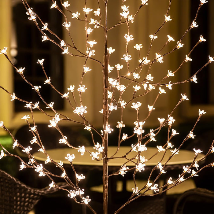 Lighted Cherry Blossom Tree Set 4Ft, 5Ft and 6Ft with 144/184/240 Warm White LED Lights for Holiday Decor - Dimmable, UL Certified, Waterproof - Ideal for Indoor and Outdoor Decoration