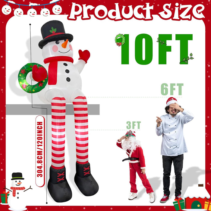 10ft Inflatable Snowman – LED Christmas Decoration