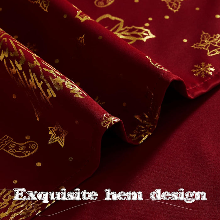 Blackout Curtains 84 Inch Length 2 Panels Set, Noise Reducing Thermal Insulated Christmas Decor Foil Print Design Blackout Curtains for Patio Sliding Glass Door (Christmas Red, 52-Inch Width)
