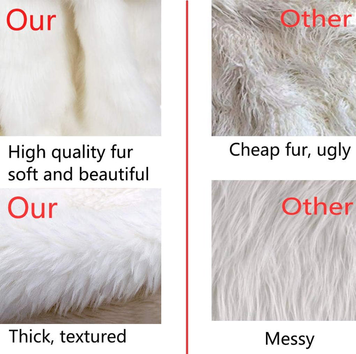 48 Inch Faux Fur Christmas Tree Skirt White Plush Skirt for Merry Christmas Party Christmas Tree Decoration