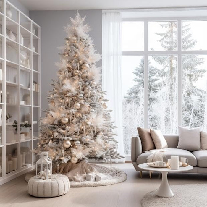 48 Inch Faux Fur Christmas Tree Skirt White Plush Skirt for Merry Christmas Party Christmas Tree Decoration
