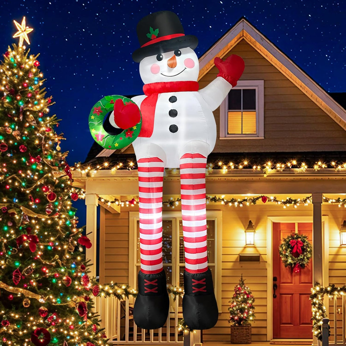 10ft Inflatable Snowman – LED Christmas Decoration