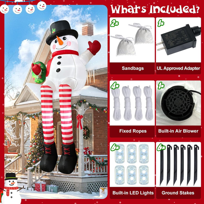 10ft Inflatable Snowman – LED Christmas Decoration