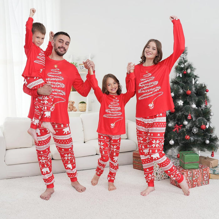 Family Matching Christmas Pajamas Set, Cute Elk Sleepwear for Boys Girls Dad Mum