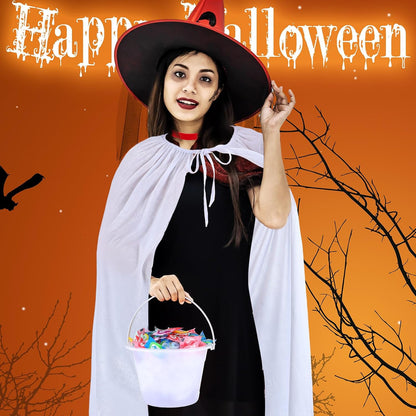 Halloween Adult Costume for Women 2024 with Headband Collar White Cloak and Bucket Halloween Cosplay Costumes Suit for Women Men Teenager Cosplay Party