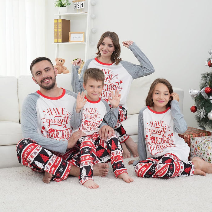 Family Matching Christmas Pajamas Set, Cute Elk Sleepwear for Boys Girls Dad Mum