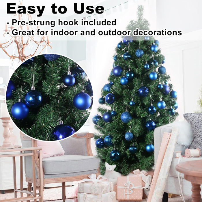 24Pcs Christmas Balls Ornaments for Xmas Tree - Shatterproof Christmas Tree Decorations Medium Hanging Ball Blue 2.5In X 24 Pack
