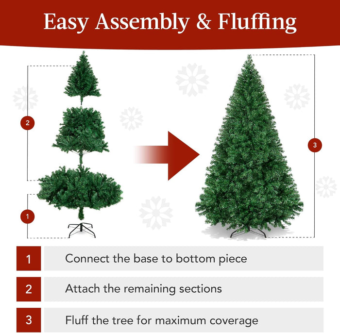 Artificial Christmas Tree, 6Ft Premium Unlit Hinged Design, Dense Branches Realistic Holiday Décor​ W/Easy Assembly, Base