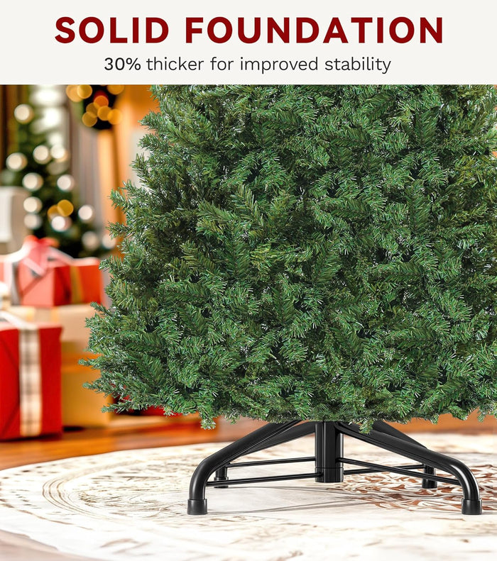 6Ft Pre-Lit Artificial Christmas Tree, Spruce Prelit Christmas Trees for Home, Office, Party with 1000 Thickened Branch Tips & 250 UL Listed Lights Green, Automatic Branches with Remote Control
