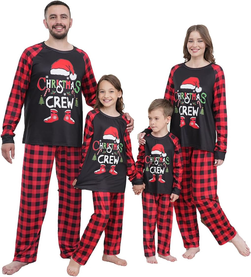 Family Matching Christmas Pajamas Set, Cute Elk Sleepwear for Boys Girls Dad Mum