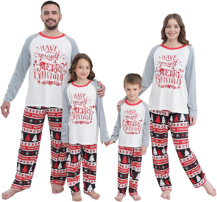 Family Matching Christmas Pajamas Set, Cute Elk Sleepwear for Boys Girls Dad Mum