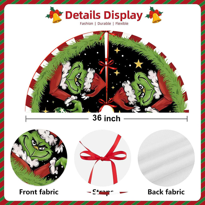 Christmas Tree Skirt 36 Inch Green Funny Trimmed Tree Skirt Christmas Decorations Tree Mat Merry Christmas Party Home Decor