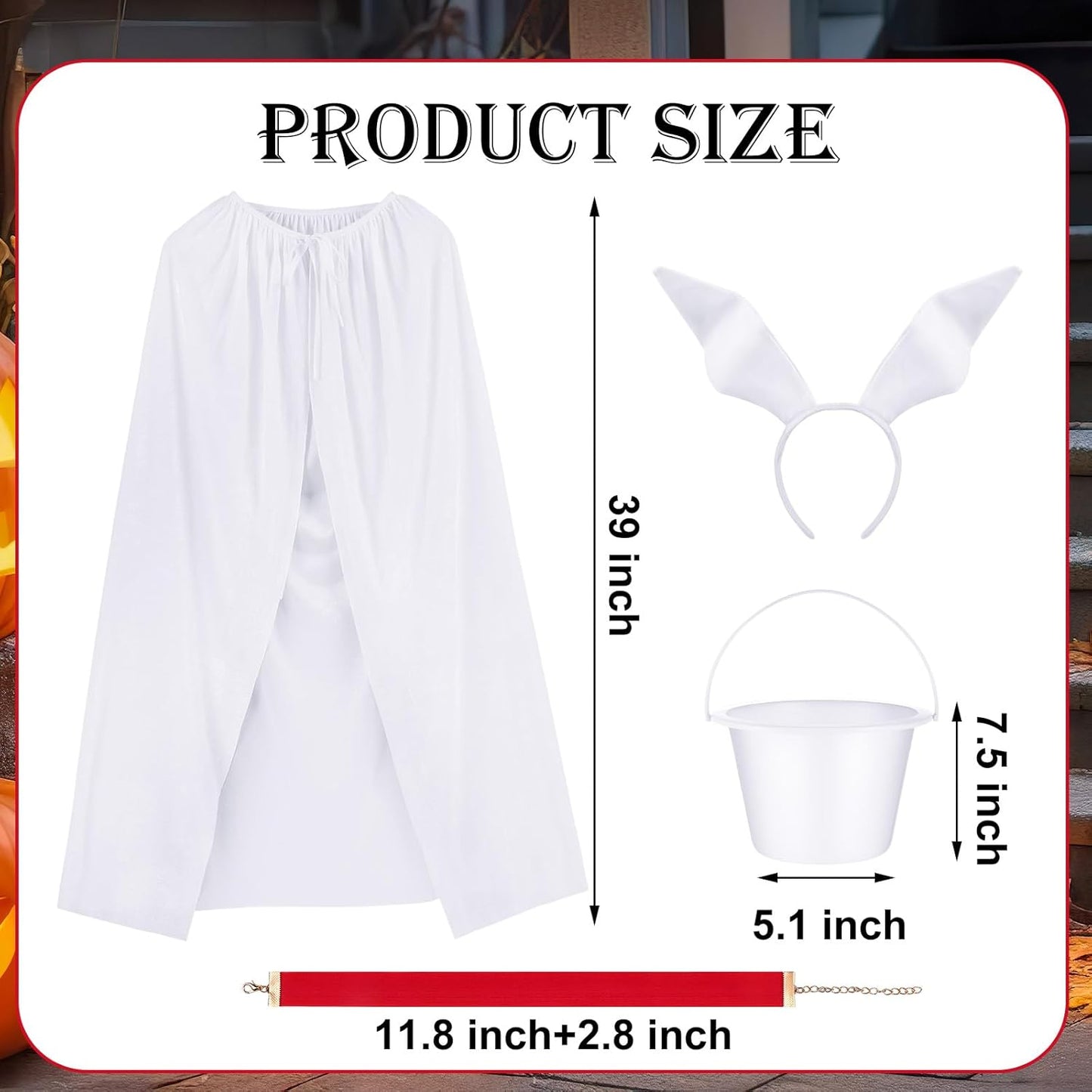 Halloween Adult Costume for Women 2024 with Headband Collar White Cloak and Bucket Halloween Cosplay Costumes Suit for Women Men Teenager Cosplay Party