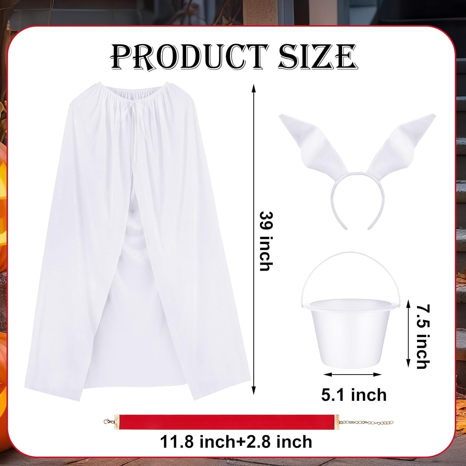 Halloween Adult Costume for Women 2024 with Headband Collar White Cloak and Bucket Halloween Cosplay Costumes Suit for Women Men Teenager Cosplay Party