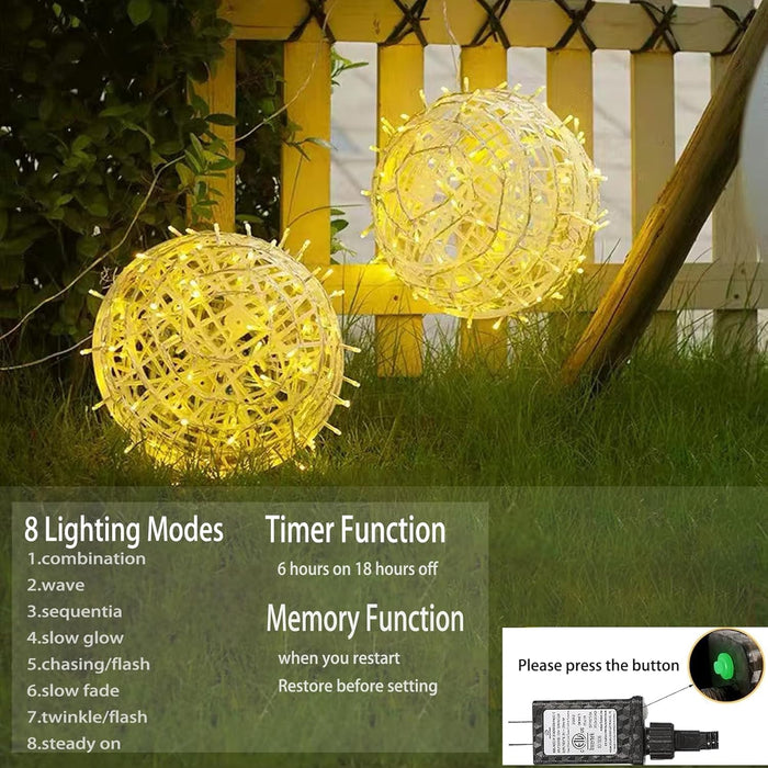 Christmas String Lights Outdoors,4 Pack 7.98" Sphere Ball Tree Garden Globe Lights for Home, Party, Christmas, Porch Patio,Wedding, Garden,Tree Decoration with Memory Function Plug