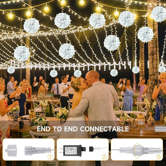 Outdoor Christmas Balls Lights 4 Pack 7.87" Hanging Tree Garden Sphere Lights Waterproof Glow Globe Lights with Memory Function Plug for Party Wedding Yard Garden Porch Patio Decoration-Cool White