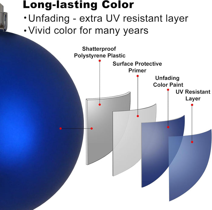 24Pcs Christmas Balls Ornaments for Xmas Tree - Shatterproof Christmas Tree Decorations Medium Hanging Ball Blue 2.5In X 24 Pack