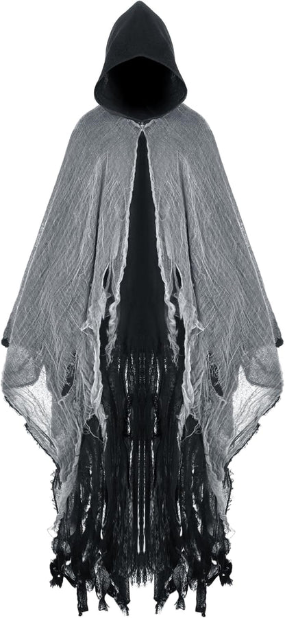Halloween Hooded Cloak Medieval Renaissance Wizard Cloak Reaper Cosplay Cape Costume for Adult